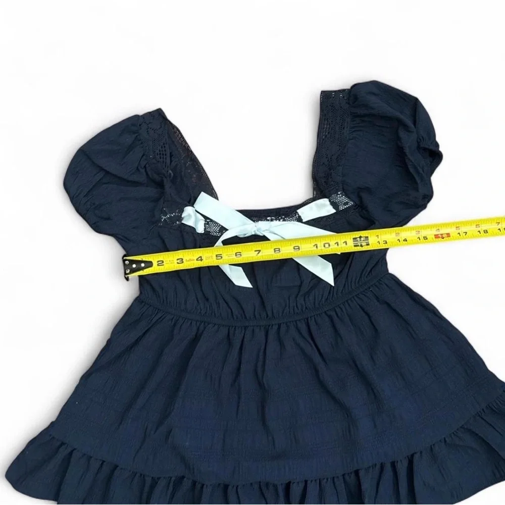 Ultra Flirt Navy Top with White Ribbon - Picture 3 of 6
